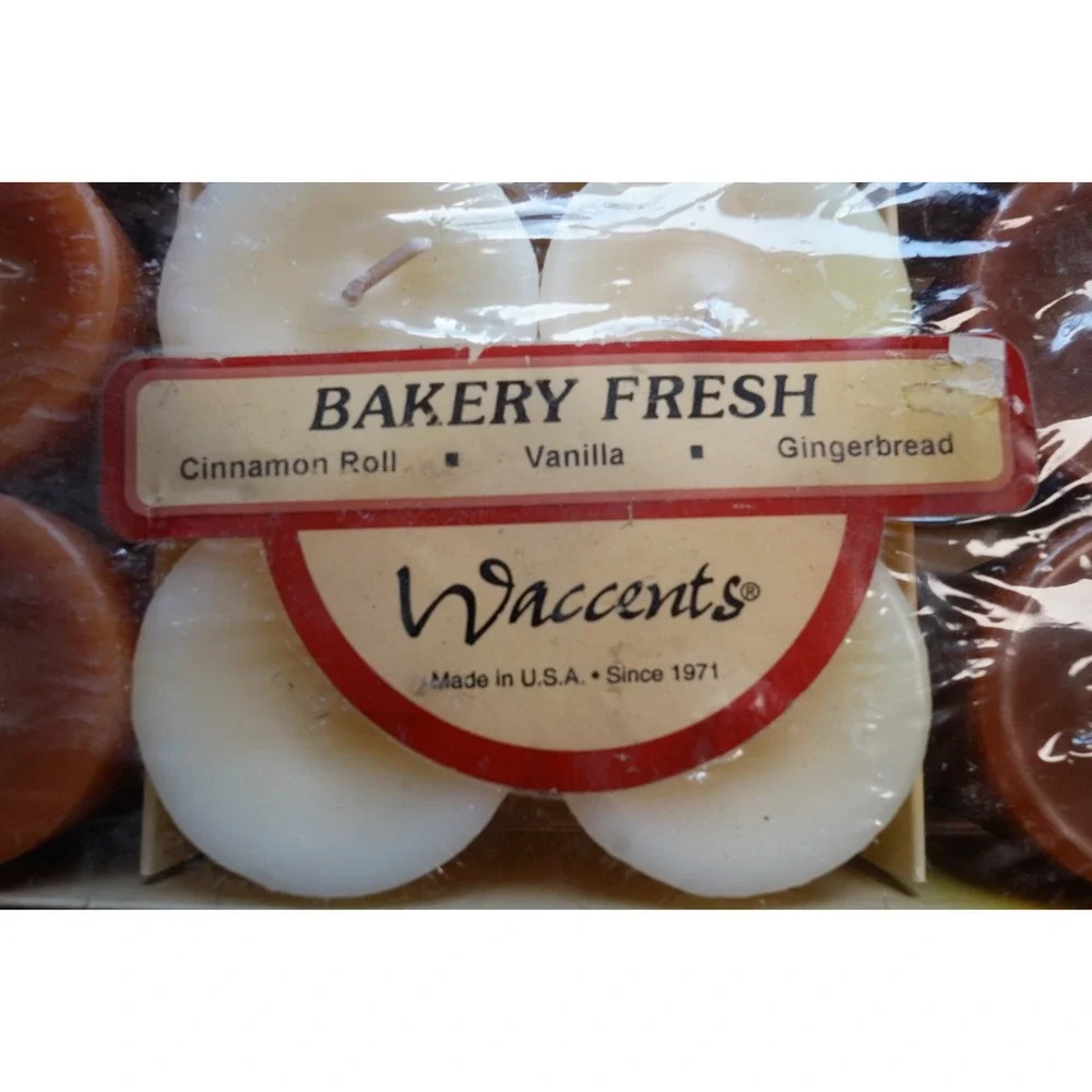 Waccents 12 CANDLE Votive Bakery Box Gingerbread, Cinnamon Roll, Vanilla VTG